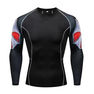 Men's Long Sleeve Compression Anti-UV <b>Rush</b> Guard <b>T</b>-<b>Shirts</b> Custom Printed Heat-Transfer Fit Clothing - Product Image 4