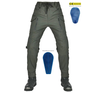 Jean de moto en coton pour homme, séchage rapide, respirant, avec protections CE amovibles, poche zippée, pour la course - Product Image 2