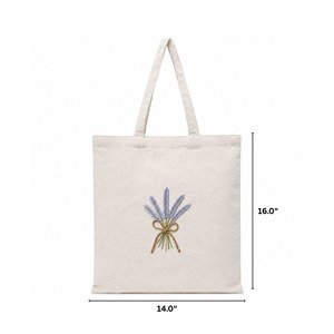 Bolsa de Mano Lavable Grande de Algodón de 300 GSM, Color Sólido con Bordado Lavender Grace, para Uso Diario, Apta para Todas las Temporadas - Product Image 2