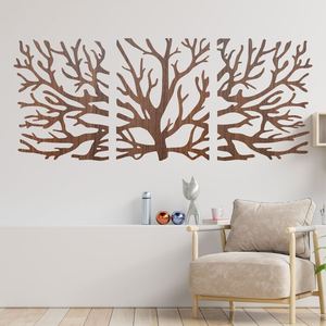 Tres paneles Art Deco Tríptico de madera Decoración de pared Colgante de pared de madera hecho a mano - Product Image 3