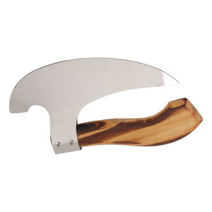 Venta al por mayor industrial personalizado de alta calidad OEM ODM Servicio Ligero mango de madera de acero inoxidable hacha para pizza precio barato - Product Image 5