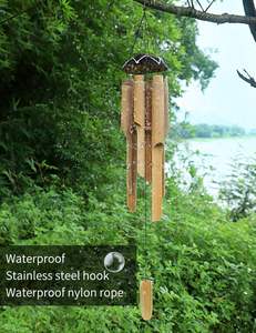 Handmade Bamboo Wind Chimes for Outside 33 Inch <b>Large</b> Coconut Top Clearance & Deep Tune Wooden Windchimes Home <b>Decor</b> for <b>Outdoor</b> - Product Image 4