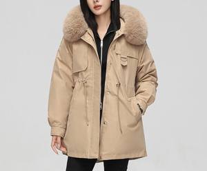 Winter <b>Waterproof</b> Breathable Windproof <b>Women's</b> Short Hooded <b>Parker</b> Puffer Jacket Cotton Filling Fur Collar for Cold Days Raw - Product Image 6