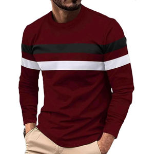 Camiseta de algodón 100% para hombre, camisetas de manga larga estampadas de corte holgado, camiseta de manga larga de entrenamiento de gimnasio para hombre de alta calidad - Product Image 1