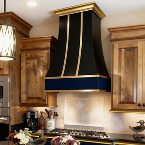 Pháp phong cách tùy chỉnh thép không gỉ Wall Mount bếp phạm vi mui xe lớp phủ màu đen nồi điện Vent Hood hộ gia đình - Product Image 1