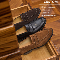 Mocassins décontractés en daim de vache véritable style britannique pour homme, à bout rond, à enfiler, chaussures de conduite tendance pour homme