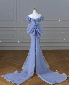 Vestido de Noche Largo de Sirena con Lentejuelas y Pedrería, Morado, Elegante, de Lujo, para Fiesta de Graduación, con Sujetador Incorporado y Bordado a Mano - Product Image 2