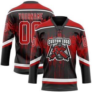 OEM Custom Lace-Up Ice Hockey Jersey with Logo Name and Number 100% Polyester Quick Dry & Anti-Bacterial - Product Image 2