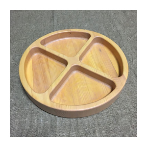 Bandejas de servicio de madera maciza de forma redonda hechas a mano personalizadas OEM Bandeja de servicio de madera de 4 compartimentos para la venta - Product Image 1