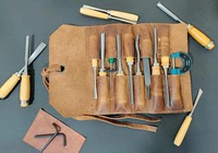 Pochette à outils en cuir marron vintage réglable, sac à ciseaux, 10 emplacements, finition aspect antique, OEM, résistant à l'eau, résistant aux rayures