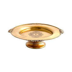 Plateau/Thali en laiton martelé Pure Source India, 11 pouces, poids lourd, assiette de dîner, 790 g environ, rond doré - Product Image 6