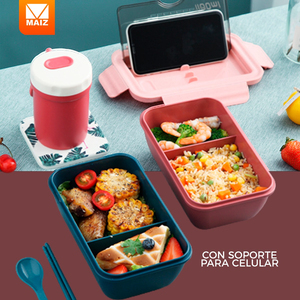 <b>Lunch</b> <b>Box</b> Container with Dividers and Cutlery, Portable - Assorted Colors - Product Image 3