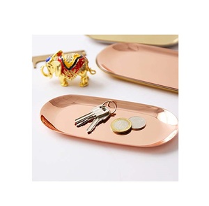 ถาดเสิร์ฟทองแดง 3 ขนาด สำหรับตกแต่งโต๊ะอาหารในร้านอาหาร ถาดเสิร์ฟโลหะทองแดง รูปทรงสี่เหลี่ยมผืนผ้า ขัดเงา ลายตอก - Product Image 5
