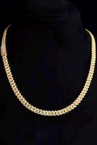 Collar de Cadena Cubana Chapado en Oro con Incrustaciones de Circonitas, Joyería Hip Hop de Moissanita, Regalo para Fiestas Ortodoxas - Product Image 4