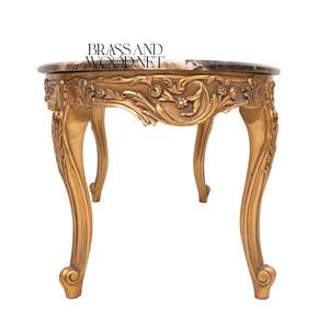 Mesa de Centro de Lujo con Tapa Ovalada de Mármol, Patas Talladas en Oro y Detalles Elegantes de Estilo Victoriano para Salas de Estar de Alta Gama - Product Image 4