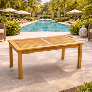 Durable Outdoor Teak <b>Wood</b> Coffee <b>Table</b> Rectangular <b>Garden</b> Patio Furniture Natural Finish Weather Resistant Solid Timber <b>Table</b> - Product Image 4