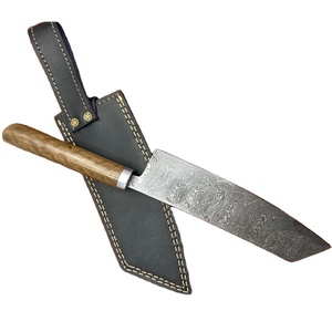 Couteau de chef artisanal en acier à haute teneur en carbone, manche en bois de rose, lame fixe, design moderne, écologique, compatible lave-vaisselle, pour droitier - Product Image 1