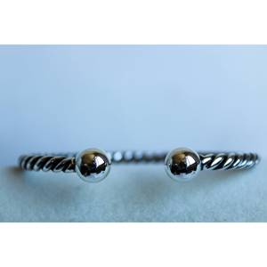 Crusted Jewellery Sterling <b>Silver</b> 925 Twisted Design <b>Adjustable</b> Bangle Black Rhodium Plating Minimalist Fine Jewelry for - Product Image 3