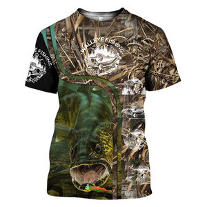 Camisas de pesca con protección UPF 50 + Uv para hombre, camisetas de pesca con capucha de manga corta de secado rápido con polaina para el cuello, camisetas de pesca de algodón - Product Image 6