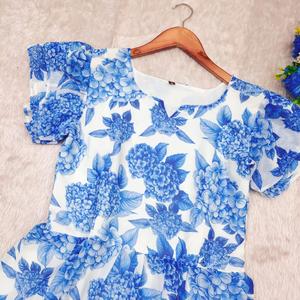 ชุดเดรสยาวสไตล์โบฮีเมียนสำหรับผู้หญิง, เดรสกระโปรงบานพริ้วไหวแขนพองพิมพ์ลายดอกไม้สำหรับฤดูร้อน - Product Image 4