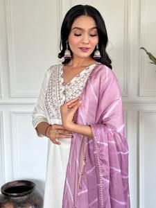 <b>Pink</b> Colored Designed Punjabi Fashioned Indian Reception Special Shalwar Suit Sharara for Women - Product Image 6