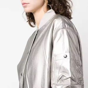 Chaqueta Varsity de Forro Polar de Alta Calidad para Mujer, Estilo Urbano, Nueva Colección de Invierno, Tejido Sólido de Algodón y Lana, Venta al Por Mayor de Fábrica - Product Image 4