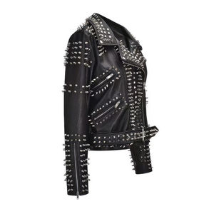 Chaqueta de cuero con tachuelas Punk para hombre a la moda con picos, cierre de cremallera ajustado, estilo de motorista de Metal pesado, prendas de vestir exteriores de otoño e invierno - Product Image 6
