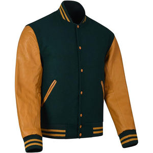 Chaquetas Varsity para Hombre, Chaquetas de Aviador de Béisbol de Primavera, Bordadas, con Mangas de Cuero PU, Chaqueta Bomber para Mujer de Otoño - Product Image 1