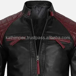 Chaqueta de cuero acolchada personalizada OEM para hombre, mangas a rayas, bolsillos con múltiples cremalleras, hebillas laterales para invierno informal transpirable - Product Image 4