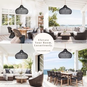 Elegante lámpara colgante de ratán Latigo para exteriores, accesorio colgante resistente a la intemperie hecho a mano para decoración de patio, porche o jardín - Product Image 4