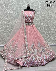 Tela de red pesada de diseñador Lehenga Choli, ropa de fiesta y boda para adultos, colección de ropa india y pakistaní - Product Image 2