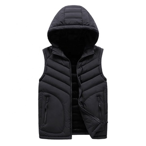 Custom Hooded Canvas <b>Men's</b> Sleeveless Puffer Jacket OEM ODM Waterproof Windproof Insulated for Outdoor Sportswear and Daily Use - Product Image 1
