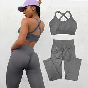 Elegante Casual Fitness Yoga Sets para mujeres Transpirable Gimnasio Entrenamiento Leggings con patrón sólido Ropa activa para entrenamiento de gimnasio - Product Image 2