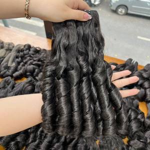 NATUREL NOIR BOUNCY FUNMI OEUF BOUCLES COULEURS SUPER DOUBLE CUTICULES ALIGNÉES EXTENSIONS DE CHEVEUX HUMAINS VIETNAMIENS À DONNEUR UNIQUE - Product Image 6