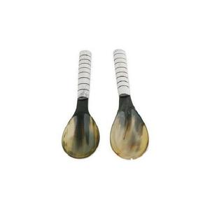 Handmade Serving Horn <b>Spoon</b> with Bone Handle Horn Serving Trendy Horn <b>Salad</b> Server With Decorative Handle Horn Bone <b>Salad</b> - Product Image 1