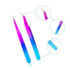 OEM prix de gros personnalisé volume de 90 degrés en acier inoxydable pointe inclinée pince à épiler lisse poignée diamant pince à cils - Product Image 6