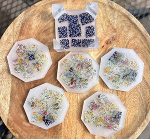 Sous-verres en bois et en résine très demandés, ensemble unique de sous-verres en résine époxy avec motifs de grain de bois naturel, sous-verres élégants en pierre - Product Image 3