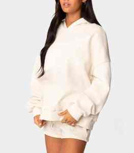 Sweat-shirt décontracté pour femme en molleton de coton épais et respirant, écologique, couleur unie, confortable - Product Image 4