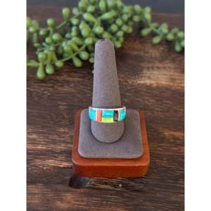 Rick Tolino Fine Jewelry Multi-Color Natural Stone and Sterling Silver Cobblestone <b>Ring</b> Size 10.5 <b>Turquoise</b> Everyday Wear - Product Image 1