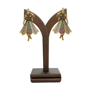 Elegante CZ Pearl Mehndi Plated Drop Dangle Pendientes Joyería de moda personalizada para bodas Latón Joyería de imitación Proveedor de exportación - Product Image 1