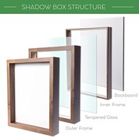 Cadre de boîte d'ombre en bois de chêne naturel 8x10 dos en feutre doux, verre trempé et punaises à boule blanche élégantes incluses