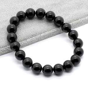 Black Tourmaline Round <b>Bracelets</b> <b>for</b> <b>Women</b> & Men-Gift <b>for</b> Meditation Protection & Natural Healing <b>Crystal</b> Stone - Product Image 1