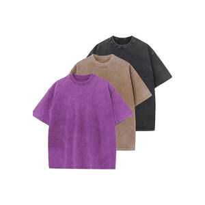 Camiseta de lavado ácido de gran tamaño personalizada Unisex, estilo callejero para hombre, piedra Vintage desgastada lavada para apariencia, impresión Digital - Product Image 4