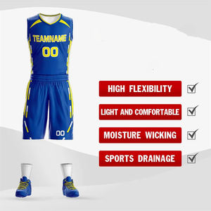 Uniforme de baloncesto con cuello en V de impresión por sublimación personalizado profesional con uniforme de baloncesto de color personalizado - Product Image 4