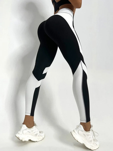 Two-Tone Yoga <b>Leggings</b> with Tummy Control Mid Waist Breathable and Sporty Design Seamless Technology for <b>Summer</b> Sports Tights - Product Image 2