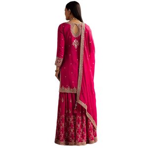 Rosa Palazzo Dupatta Set con paillettes all'ingrosso donna abbigliamento etnico OEM fornitore di abbigliamento personalizzato festa di nozze vestito - Product Image 6
