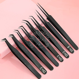 Pince à épiler pour extensions de cils, pointe en fibre, prise diamantée nano, 90 degrés, pince à volume Maga Boot, testée à la main pour cils à 45 et 90 degrés - Product Image 1