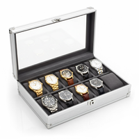 Boîte de présentation de montre en alliage d'aluminium personnalisée OEM/ODM avec couvercle transparent, étanche IP68, support réglable