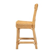 Tabouret de bar en rotin tissé à la main avec dossier, couleur et taille personnalisables, design antique pour une décoration bohème rustique dans les hôtels et les salons