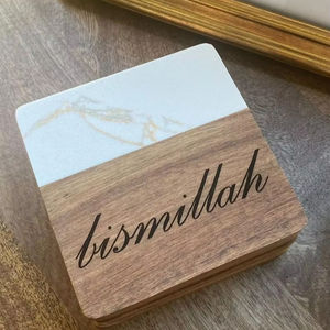 Sous-verres en marbre blanc de la meilleure qualité avec garniture dorée Sous-verres en pierre de luxe polie pour les maisons, les hôtels et les cadeaux Sous-verres en pierre - Product Image 1